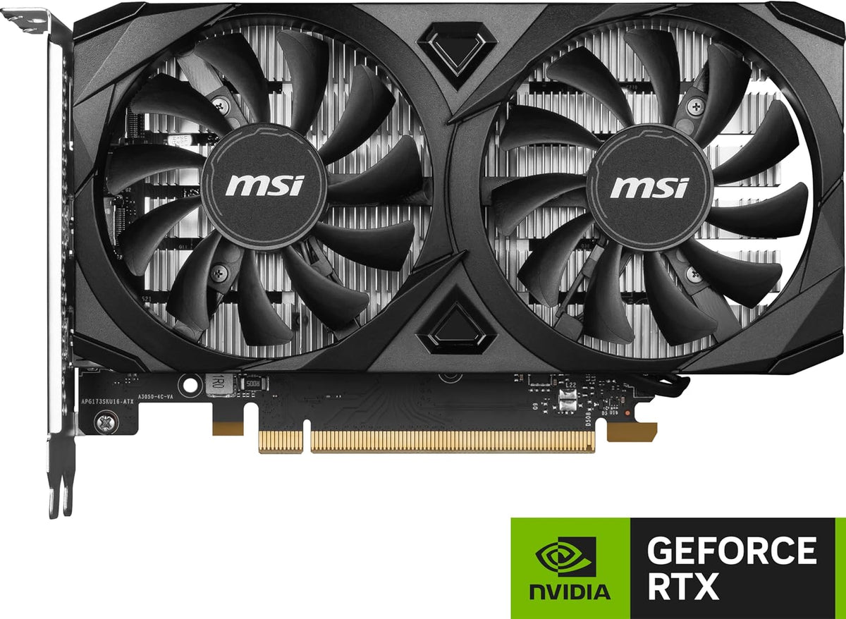 MSI Geforce RTX 3050 VENTUS 2X E 6G OC Gaming Graphics Card - 6GB GDDR6, 1492 Mhz, PCI Express Gen 4, 96-Bit, 1X DP (V1.4A), 2X HDMI 2.1 (Supports 4K)