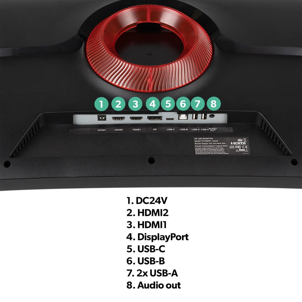 Electriq 49" IPS 5K DQHD 144Hz 1Ms Super Ultrawide Curved Gam Eiq-495Kcsuw14