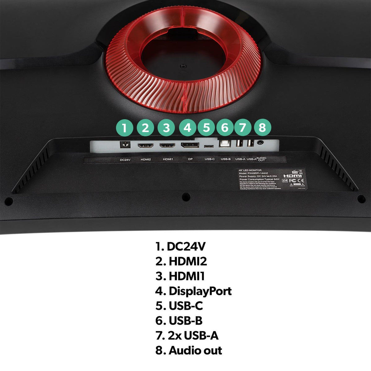 Electriq 49" IPS 5K DQHD 144Hz 1Ms Super Ultrawide Curved Gam Eiq-495Kcsuw14