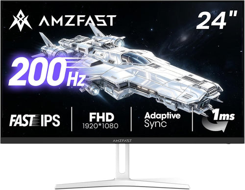 24 Inch 200Hz Gaming Monitor, FHD 1080P Fast IPS, 1Ms MPRT, Adaptive Sync, Ai-Crosshair, 110% Srgb, HDR, Low Blue Light, HDMI2.0&DP1.4, Vesa75X75Mm for PC Desktop Laptop PS5 Xbox, G24X1W