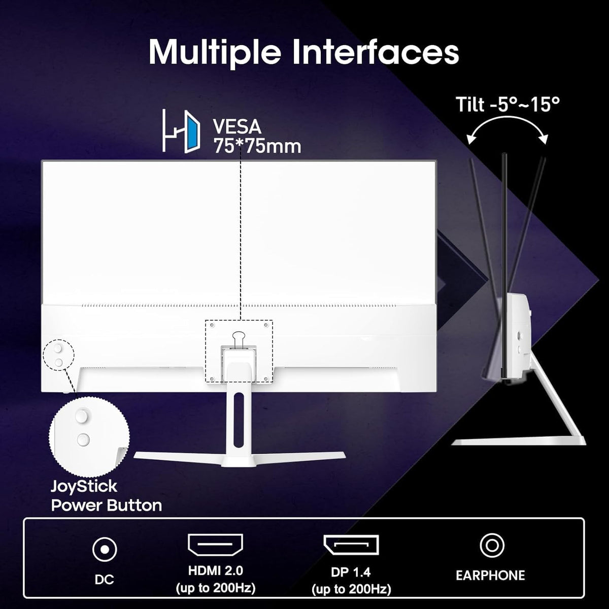 24 Inch 200Hz Gaming Monitor, FHD 1080P Fast IPS, 1Ms MPRT, Adaptive Sync, Ai-Crosshair, 110% Srgb, HDR, Low Blue Light, HDMI2.0&DP1.4, Vesa75X75Mm for PC Desktop Laptop PS5 Xbox, G24X1W