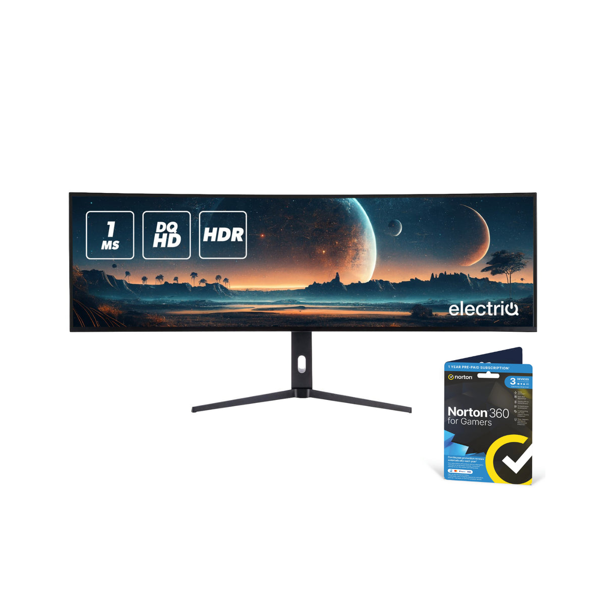 Electriq 49" IPS 5K DQHD 144Hz 1Ms Super Ultrawide Curved Gam Eiq-495Kcsuw14