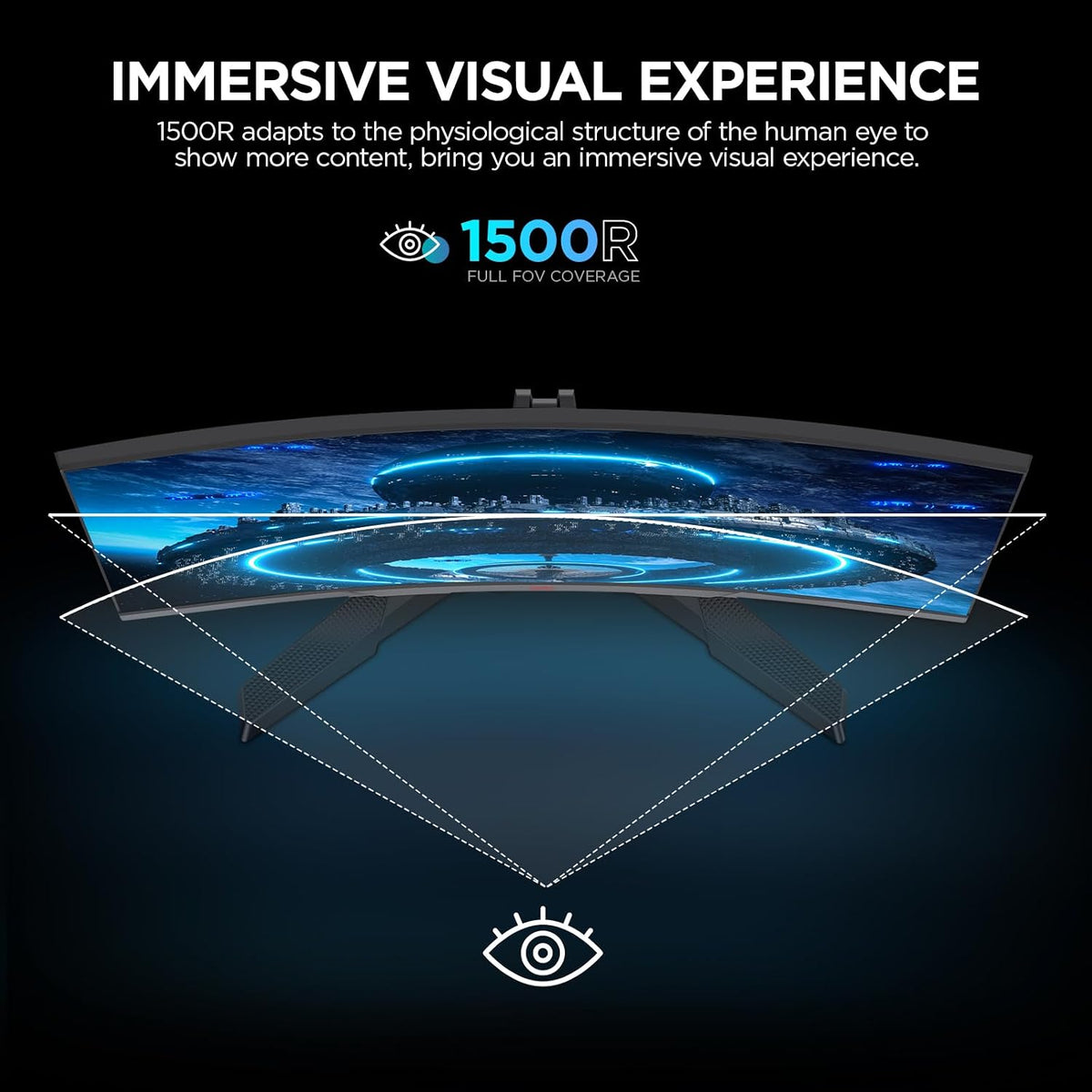 24 Inch Gaming Monitor, 180Hz Curved Monitors, 1Ms FHD 1080P 1500R | PC Monitors, Adaptive Sync, HDMI/DP, VESA Compatible, Tilt Adjustable, Eye Care