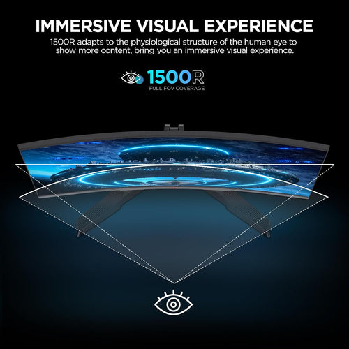 24 Inch Gaming Monitor, 180Hz Curved Monitors, 1Ms FHD 1080P 1500R | PC Monitors, Adaptive Sync, HDMI/DP, VESA Compatible, Tilt Adjustable, Eye Care