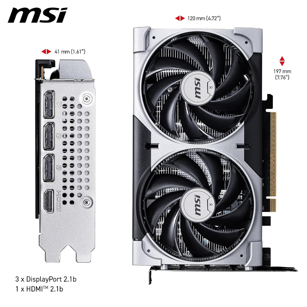 MSI Geforce RTX 5060 8G VENTUS 2X OC Graphics Card - RTX 5060 GPU, 8GB GDDR7 (28Gbps/128-Bit), Pcie 5.0 - Dual-Fan Thermal Design (2 X TORX FAN 5.0) - HDMI 2.1B, Displayport 2.1B