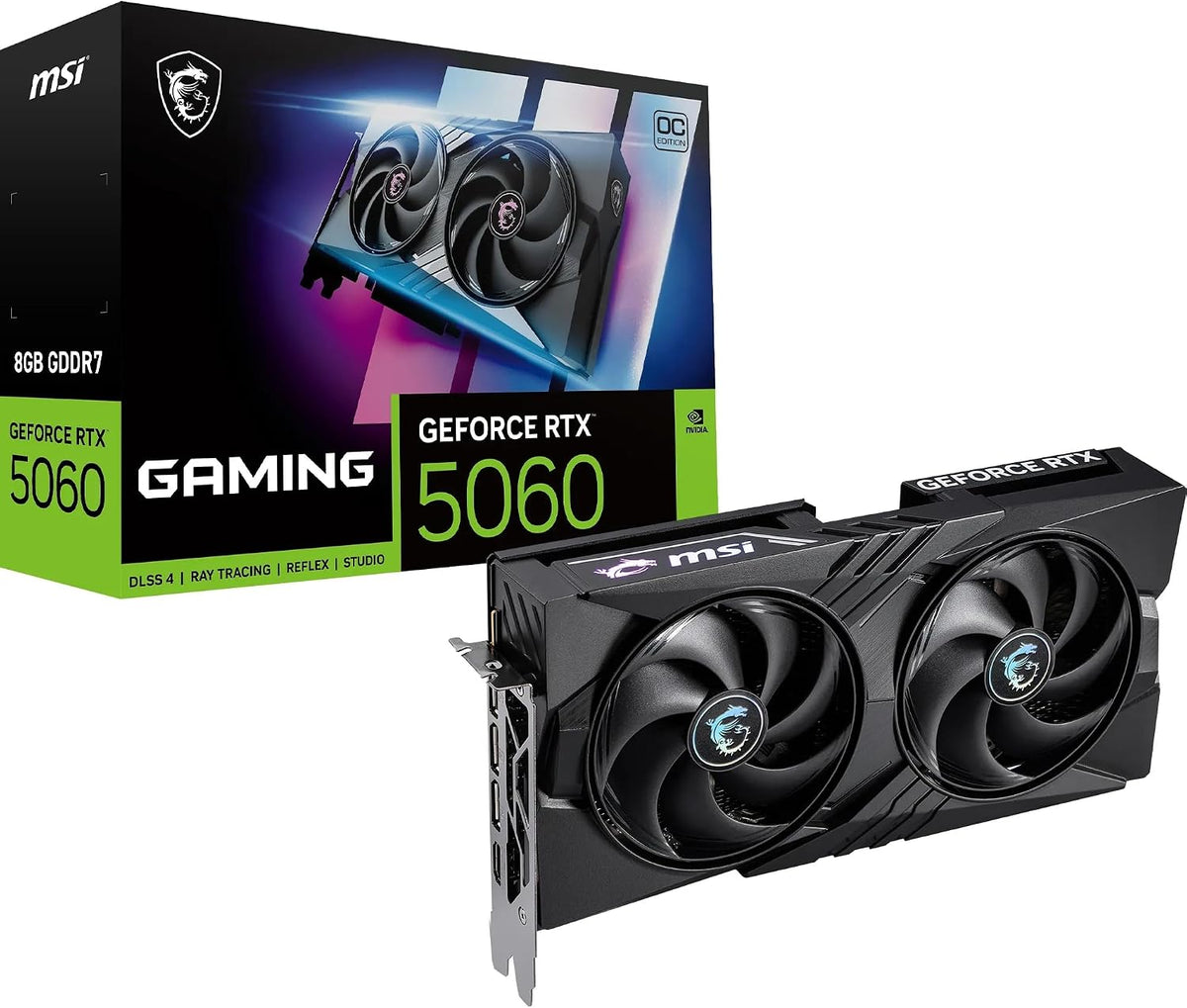 MSI Geforce RTX 5060 8G GAMING OC Graphics Card - RTX 5060 GPU, 8GB GDDR7 (28Gbps/128-Bit), Pcie 5.0 - TWIN FROZR 10 Thermal Design (2 X STORMFORCE FAN) - HDMI 2.1B, Displayport 2.1B