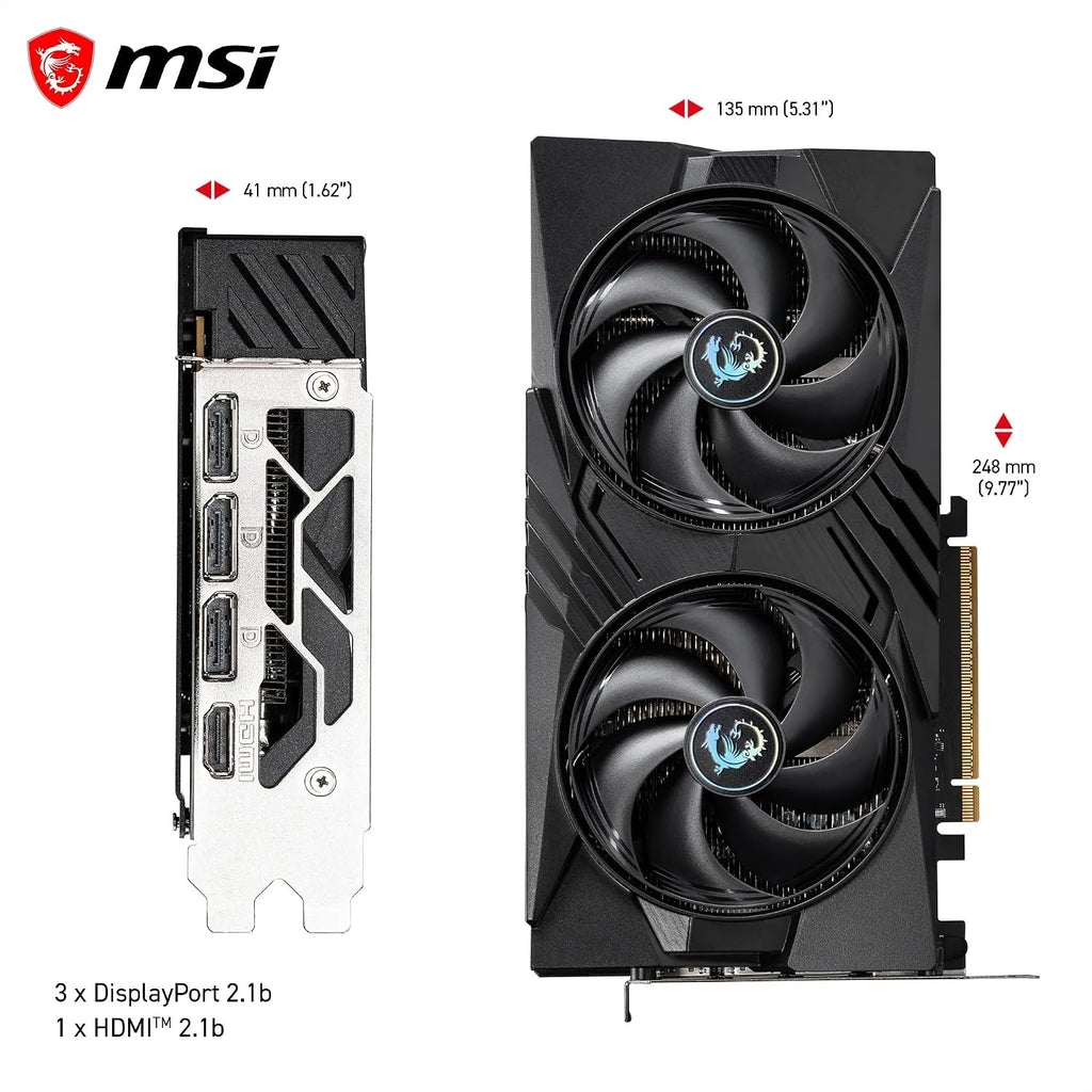 MSI Geforce RTX 5060 8G GAMING OC Graphics Card - RTX 5060 GPU, 8GB GDDR7 (28Gbps/128-Bit), Pcie 5.0 - TWIN FROZR 10 Thermal Design (2 X STORMFORCE FAN) - HDMI 2.1B, Displayport 2.1B
