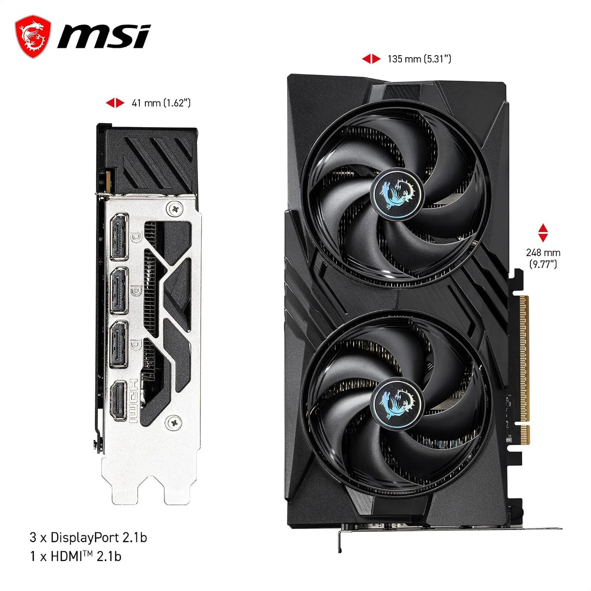 MSI Geforce RTX 5060 8G GAMING OC Graphics Card - RTX 5060 GPU, 8GB GDDR7 (28Gbps/128-Bit), Pcie 5.0 - TWIN FROZR 10 Thermal Design (2 X STORMFORCE FAN) - HDMI 2.1B, Displayport 2.1B