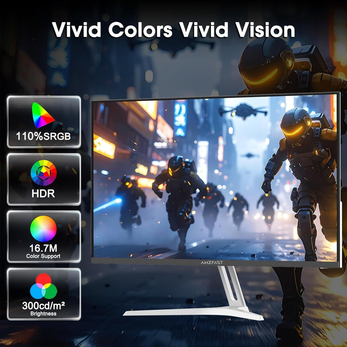 24 Inch 200Hz Gaming Monitor, FHD 1080P Fast IPS, 1Ms MPRT, Adaptive Sync, Ai-Crosshair, 110% Srgb, HDR, Low Blue Light, HDMI2.0&DP1.4, Vesa75X75Mm for PC Desktop Laptop PS5 Xbox, G24X1W