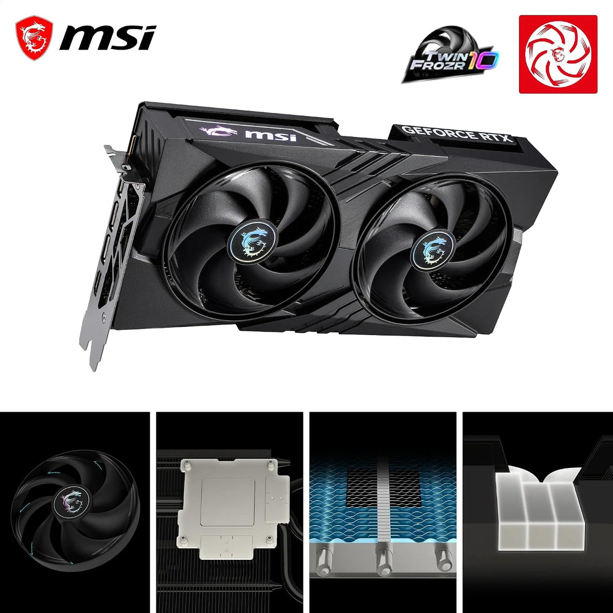 MSI Geforce RTX 5060 8G GAMING OC Graphics Card - RTX 5060 GPU, 8GB GDDR7 (28Gbps/128-Bit), Pcie 5.0 - TWIN FROZR 10 Thermal Design (2 X STORMFORCE FAN) - HDMI 2.1B, Displayport 2.1B