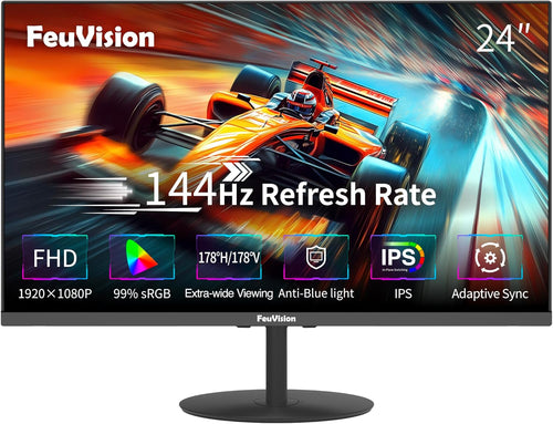 24 Inch Gmaing Monitor 144Hz, FHD 1080P Computer Monitor, IPS | Adaptive Sync, 110% Srgb, 1Ms, 3-Sided Frameless, Ultra Slim, VESA Mountable, Anti-Blue Light Design, HDMI, DP
