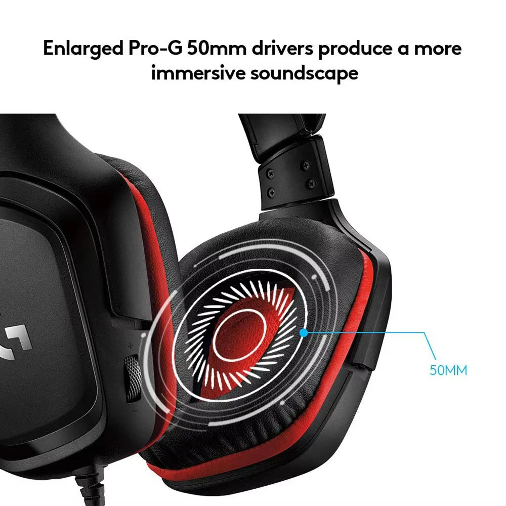 Logitech G331 Wired over Ear Gaming Headphones, 50 Mm Audio Drivers, Rotating Leatherette Ear Cups, 3.5 Mm Audio Jack, with Mic