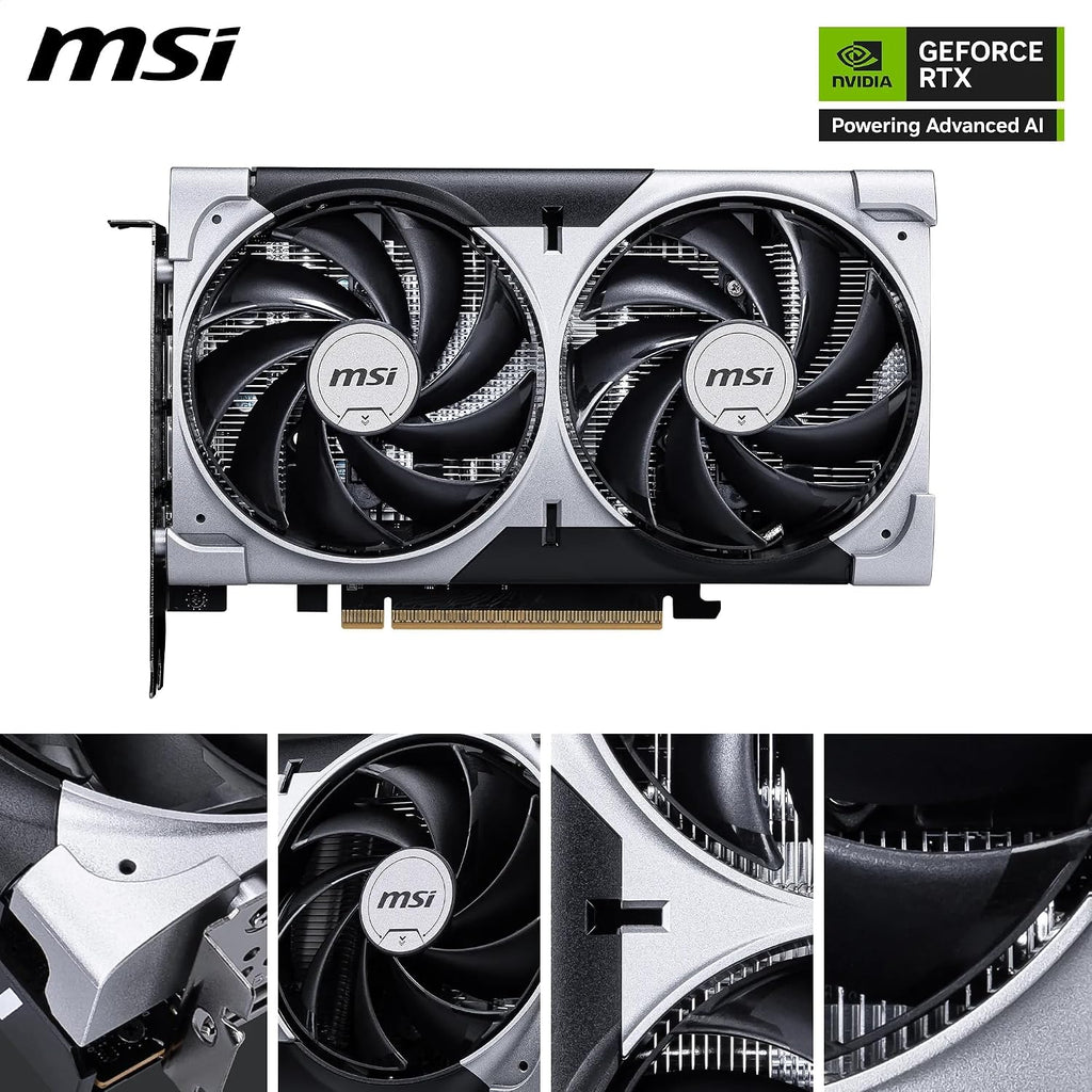 MSI Geforce RTX 5060 8G VENTUS 2X OC Graphics Card - RTX 5060 GPU, 8GB GDDR7 (28Gbps/128-Bit), Pcie 5.0 - Dual-Fan Thermal Design (2 X TORX FAN 5.0) - HDMI 2.1B, Displayport 2.1B