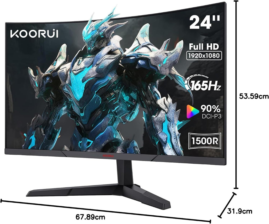 24 Inch Gaming Monitor, 180Hz Curved Monitors, 1Ms FHD 1080P 1500R | PC Monitors, Adaptive Sync, HDMI/DP, VESA Compatible, Tilt Adjustable, Eye Care