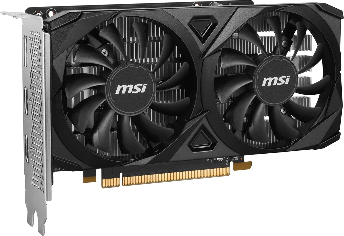 MSI Geforce RTX 3050 VENTUS 2X E 6G OC Gaming Graphics Card - 6GB GDDR6, 1492 Mhz, PCI Express Gen 4, 96-Bit, 1X DP (V1.4A), 2X HDMI 2.1 (Supports 4K)