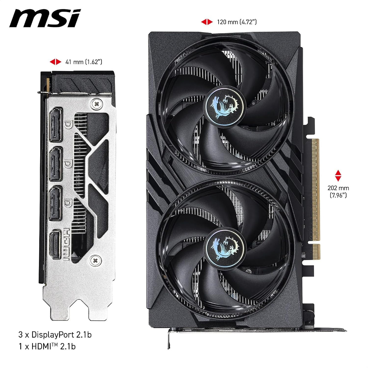 MSI Geforce RTX 5050 8G GAMING OC Graphics Card - RTX 5050 GPU, 8GB GDDR6 (20Gbps/128-Bit), Pcie 5.0 - TWIN FROZR 10 (2 X STORMFORCE FAN) - HDMI 2.1B, Displayport 2.1B